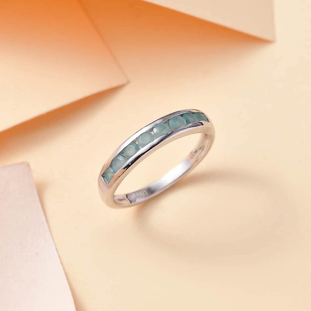 Grandidierite Band Ring in Rhodium Over Sterling Silver (Size 10.0) 0.60 ctw image number 1