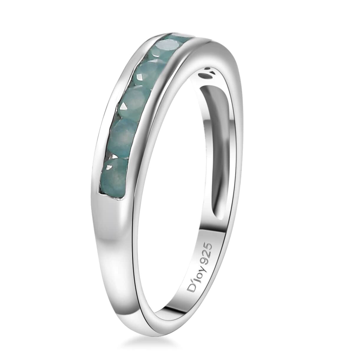 Grandidierite Band Ring in Rhodium Over Sterling Silver (Size 10.0) 0.60 ctw image number 3