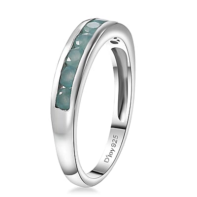 Grandidierite 0.60 ctw Band Ring in Rhodium Over Sterling Silver (Size 10.0)
