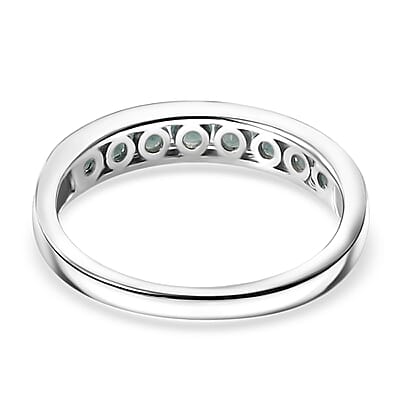 Grandidierite 0.60 ctw Band Ring in Rhodium Over Sterling Silver (Size 10.0)
