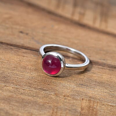Niassa Ruby (FF) 3.65 ctw Solitaire Ring in Rhodium Over Sterling Silver (Size 10.0)