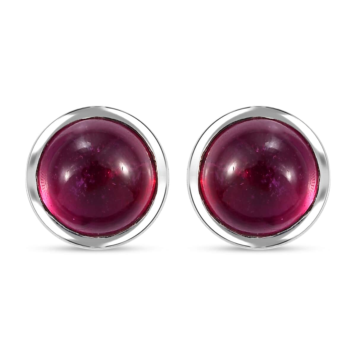 Niassa Ruby (FF) 3.20 ctw Solitaire Stud Earrings in Rhodium Over Sterling Silver image number 0