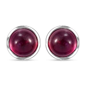 Niassa Ruby (FF) 3.20 ctw Solitaire Stud Earrings in Rhodium Over Sterling Silver