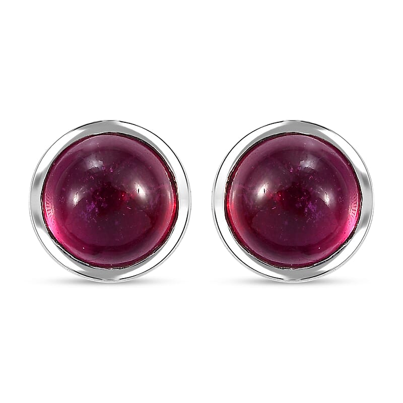 Niassa Ruby (FF) 3.20 ctw Solitaire Stud Earrings in Rhodium Over Sterling Silver