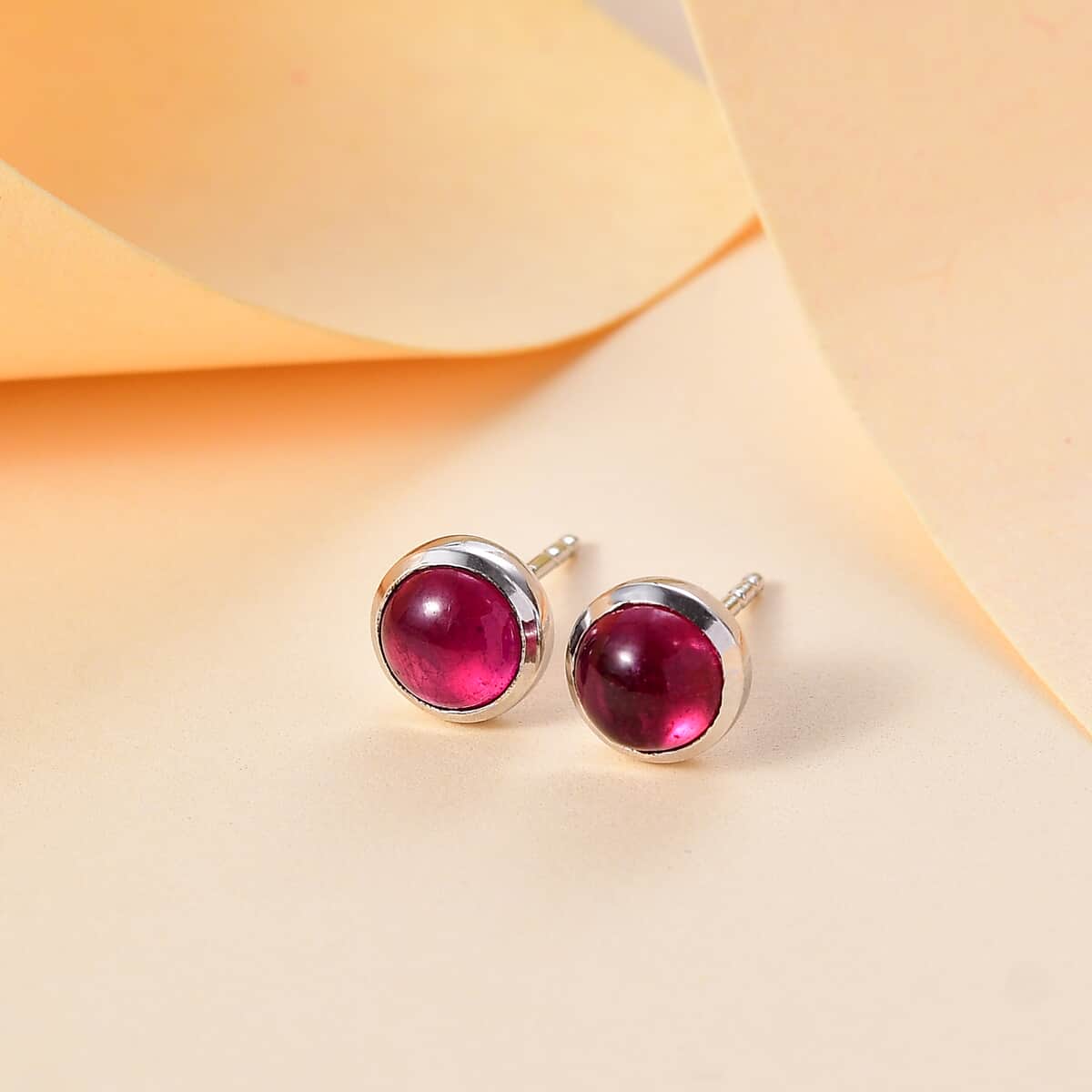 Niassa Ruby (FF) 3.20 ctw Solitaire Stud Earrings in Rhodium Over Sterling Silver image number 1