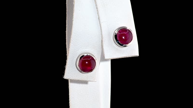 Niassa Ruby (FF) 3.20 ctw Solitaire Stud Earrings in Rhodium Over Sterling Silver