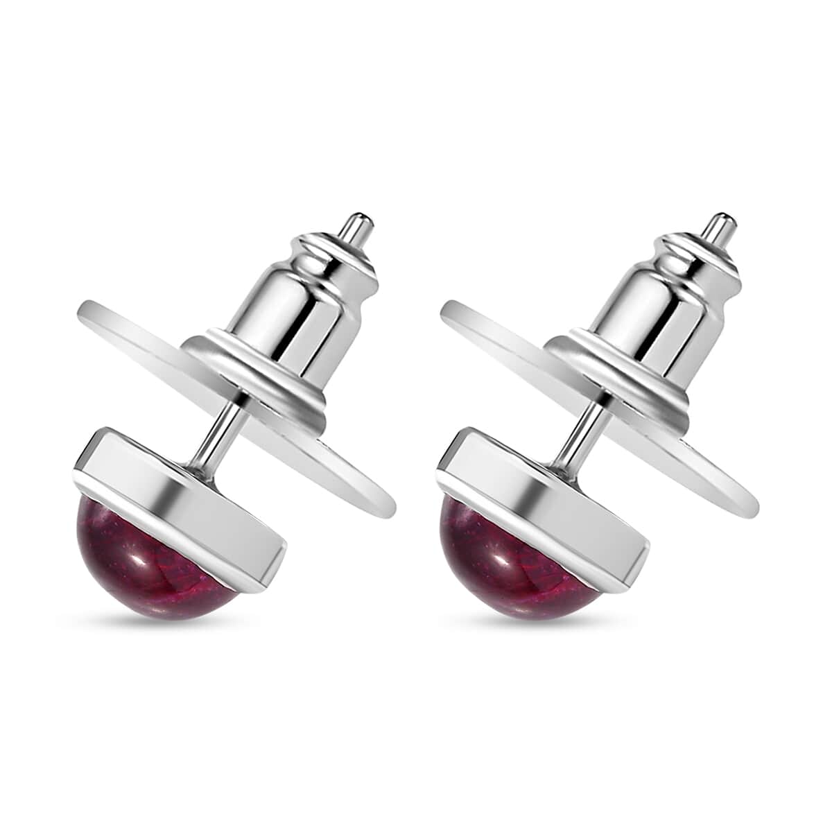 Niassa Ruby (FF) 3.20 ctw Solitaire Stud Earrings in Rhodium Over Sterling Silver image number 3