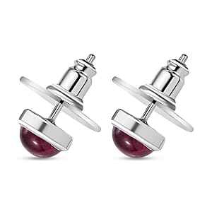 Niassa Ruby (FF) 3.20 ctw Solitaire Stud Earrings in Rhodium Over Sterling Silver