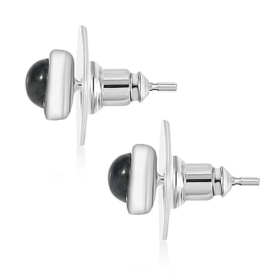 D'Joy Blue Star Sapphire (DF) 1.85 ctw Solitaire Stud Earrings in Rhodium Over Sterling Silver