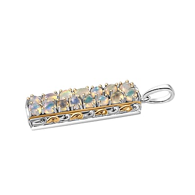 Ethiopian Welo Opal 1.50 ctw Aurora Cascade Pendant without Chain in 18K Vermeil YG and Rhodium Over Sterling Silver