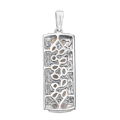 Ethiopian Welo Opal 1.50 ctw Aurora Cascade Pendant without Chain in 18K Vermeil YG and Rhodium Over Sterling Silver