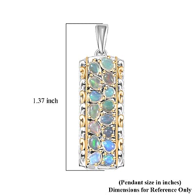 Ethiopian Welo Opal 1.50 ctw Aurora Cascade Pendant without Chain in 18K Vermeil YG and Rhodium Over Sterling Silver