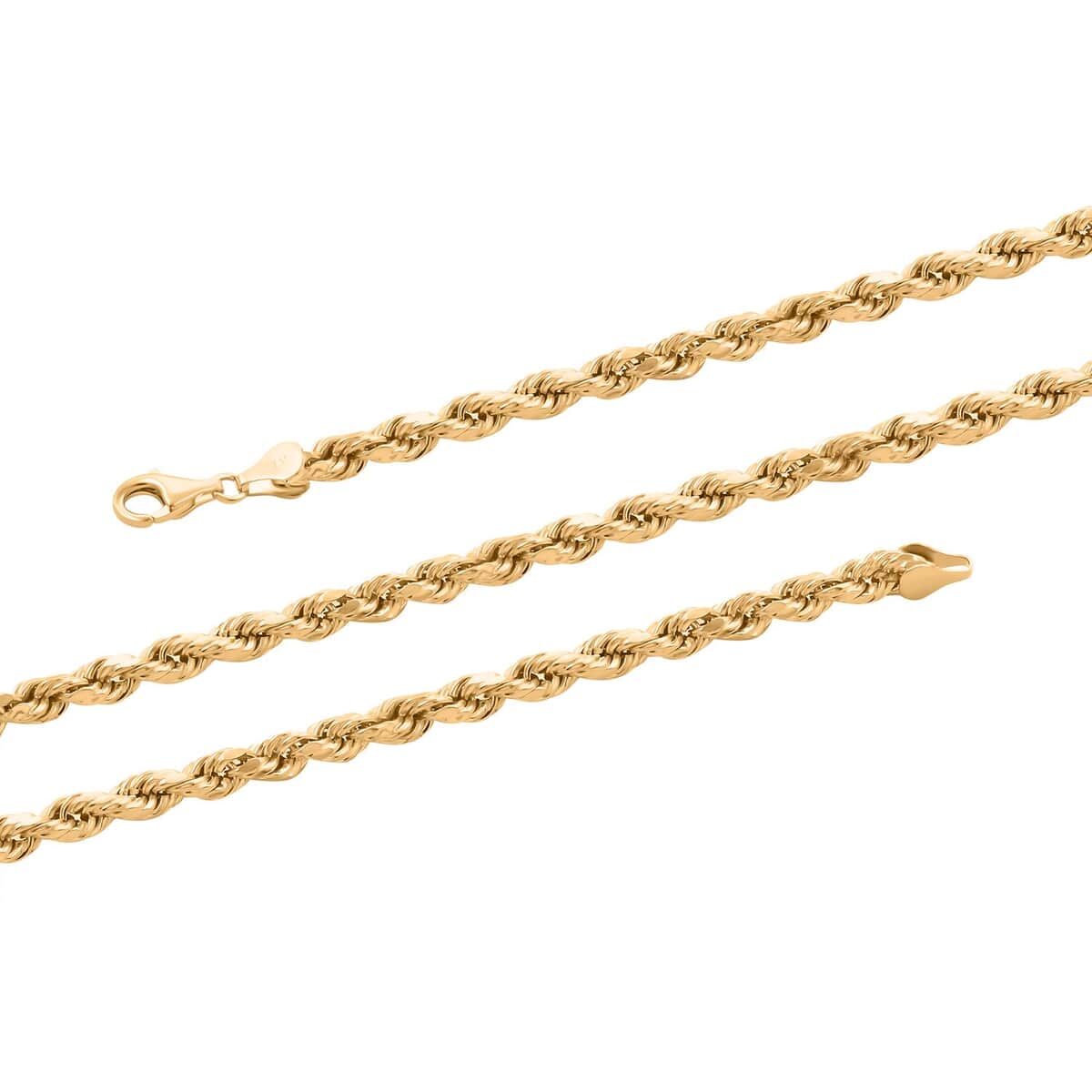 4.7mm Diamond-cut Rope Chain Necklace in 10K Yellow Gold 24 Inches 12.6 Grams image number 2