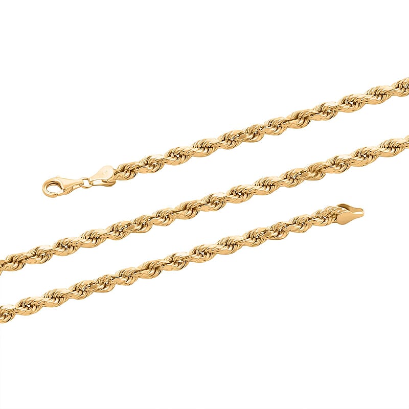 4.7mm Diamond-cut Rope Chain Necklace in 10K Yellow Gold 24 Inches 12.6 Grams