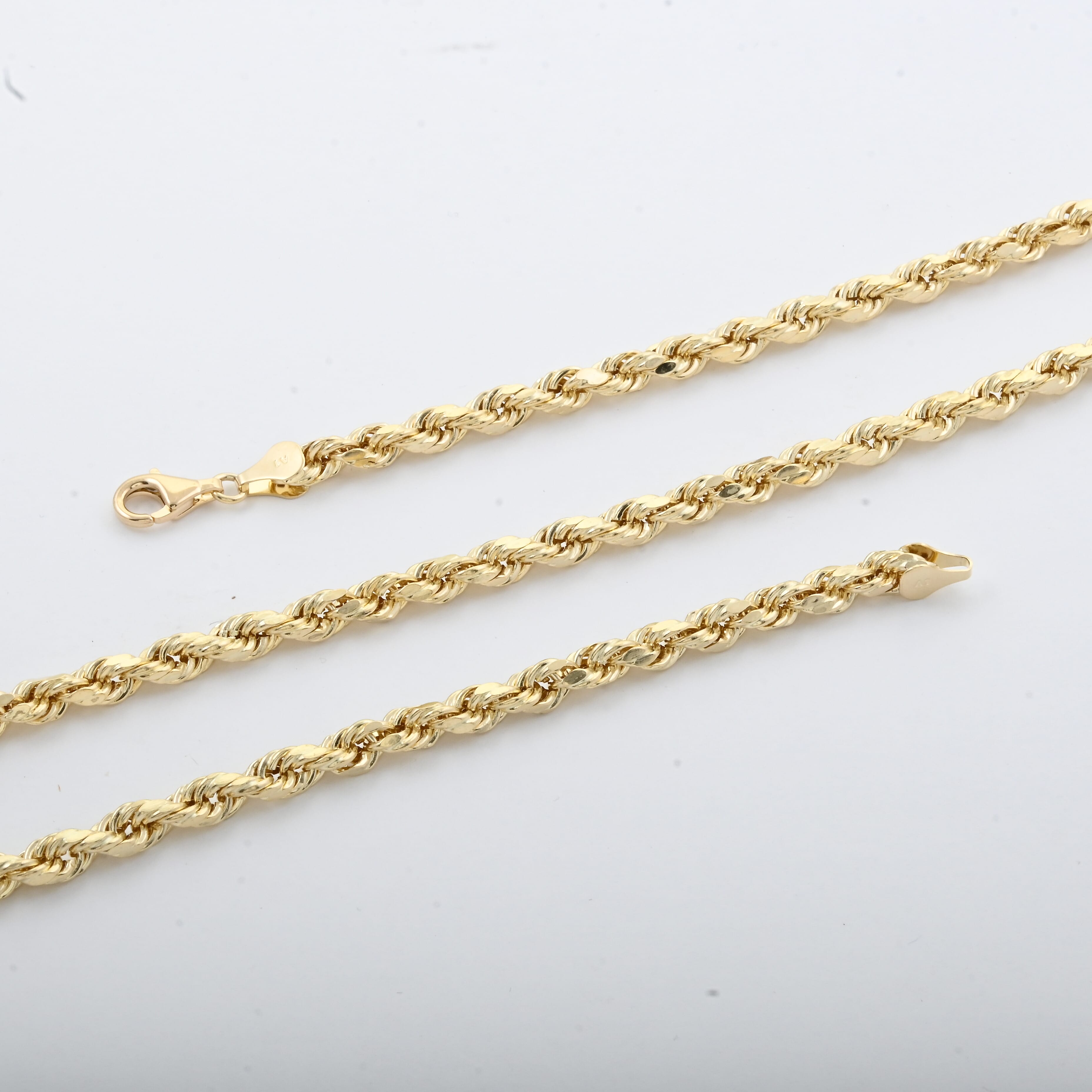 4.7mm Diamond-cut Rope Chain Necklace in 10K Yellow Gold 26 Inches 13.3 Grams