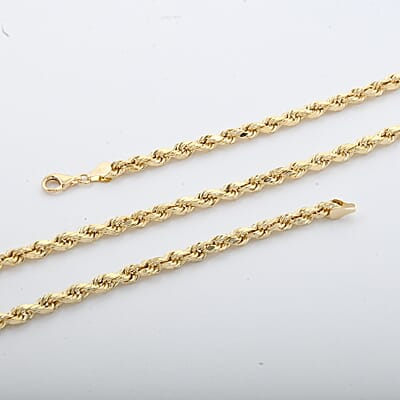 4.7mm Diamond-cut Rope Chain Necklace in 10K Yellow Gold 26 Inches 13.3 Grams