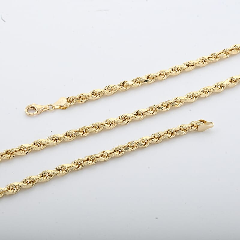 4.7mm Diamond-cut Rope Chain Necklace in 10K Yellow Gold 14.3 Grams 28 Inches