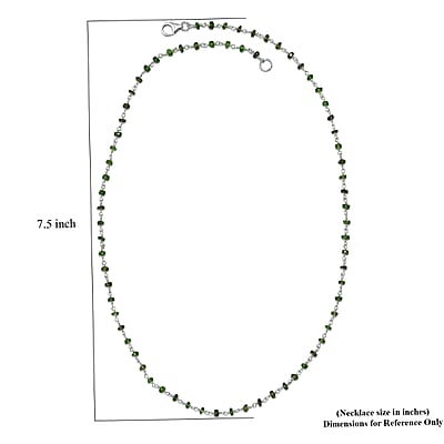 Chrome Diopside Beaded 22.00 ctw Necklace 20 Inches in Rhodium Over Sterling Silver 