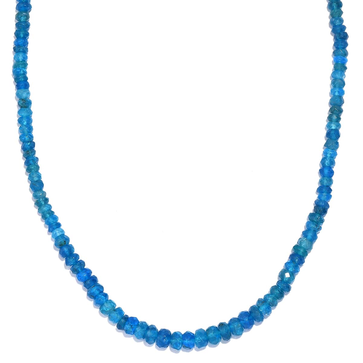 Malgache Neon Apatite Beaded 55.00 ctw Necklace 18 Inche in Rhodium Over Sterling Silver image number 0