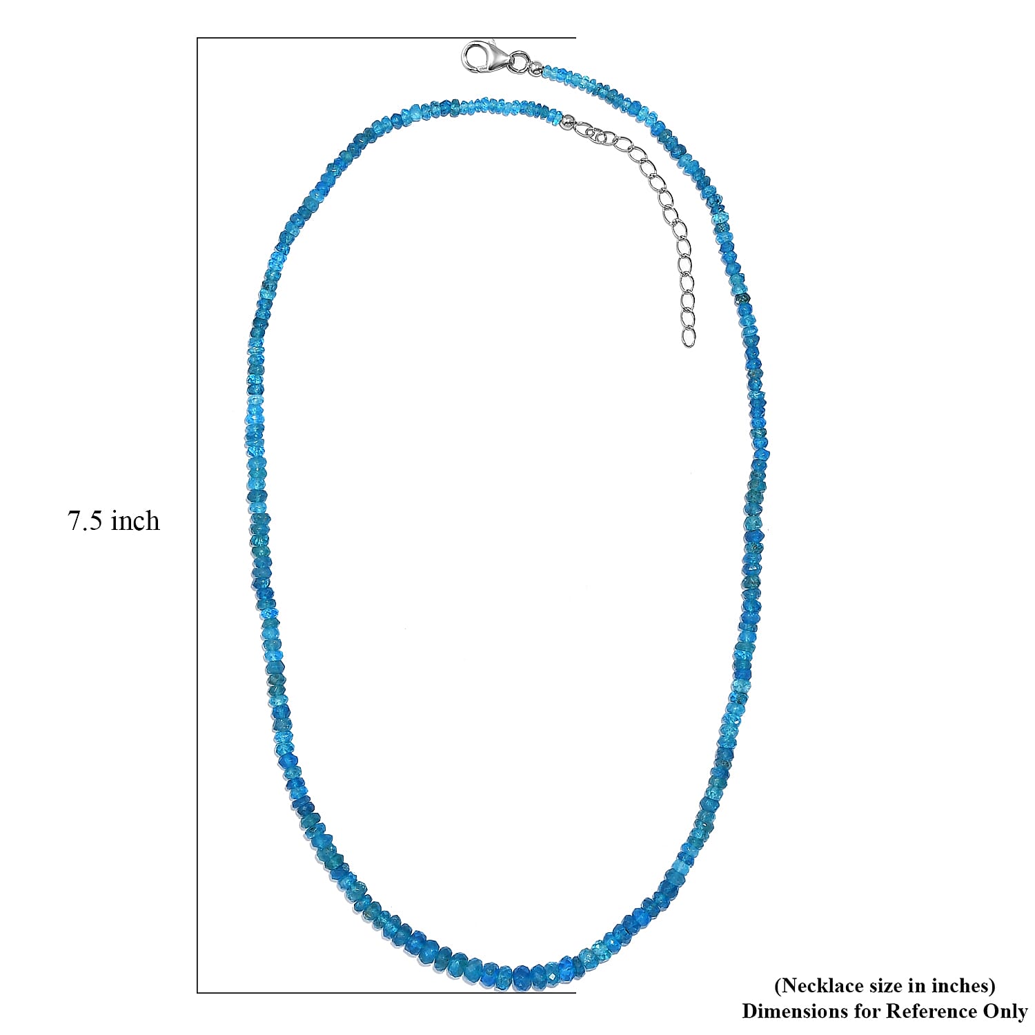 Malgache Neon Apatite Beaded 55.00 ctw Necklace 18 Inche in Rhodium Over Sterling Silver