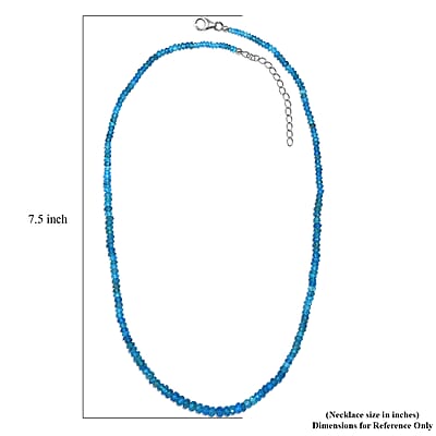 Malgache Neon Apatite Beaded 55.00 ctw Necklace 18 Inche in Rhodium Over Sterling Silver