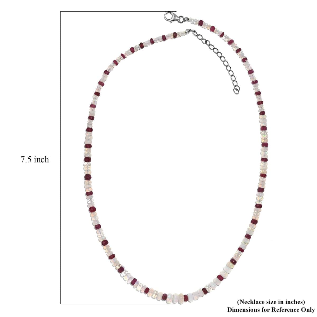 Niassa Ruby (FF) and Ethiopian Welo Opal 65.00 ctw Beaded Necklace in Rhodium Over Sterling Silver 18 Inches image number 5