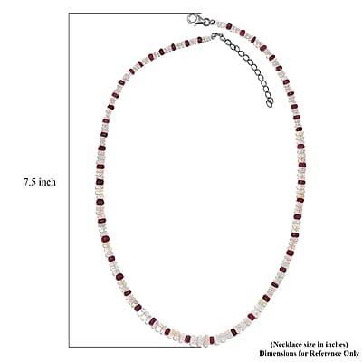 Niassa Ruby (FF) and Ethiopian Welo Opal 65.00 ctw Beaded Necklace in Rhodium Over Sterling Silver 18 Inches