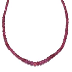 Niassa Ruby (FF) Beaded 66.00 ctw Necklace 18 Inches in Rhodium Over Sterling Silver 