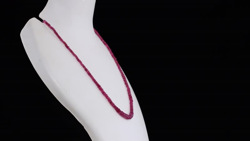Niassa Ruby (FF) Beaded 66.00 ctw Necklace 18 Inches in Rhodium Over Sterling Silver