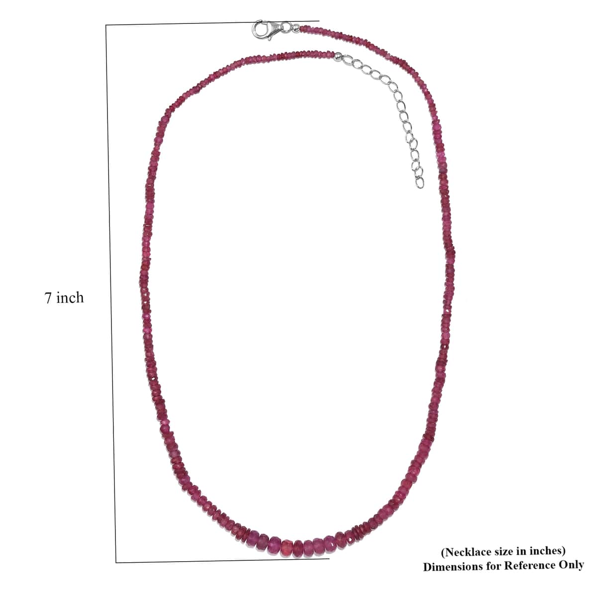 Niassa Ruby (FF) Beaded 66.00 ctw Necklace 18 Inches in Rhodium Over Sterling Silver  image number 5