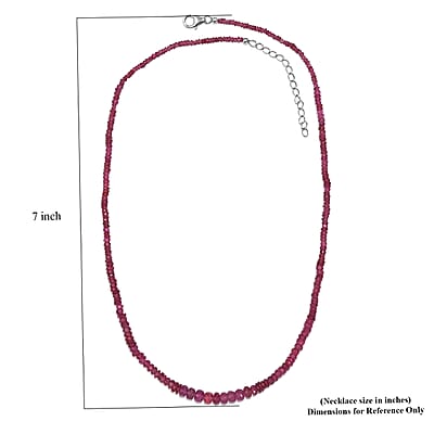 Niassa Ruby (FF) Beaded 66.00 ctw Necklace 18 Inches in Rhodium Over Sterling Silver 