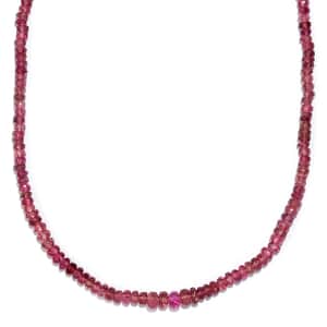 Madagascar Pink Sapphire Beaded 39.00 ctw Necklace 18 Inches in Rhodium Over Sterling Silver 