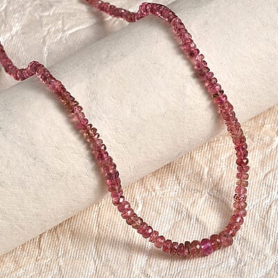 Madagascar Pink Sapphire Beaded 39.00 ctw Necklace 18 Inches in Rhodium Over Sterling Silver 