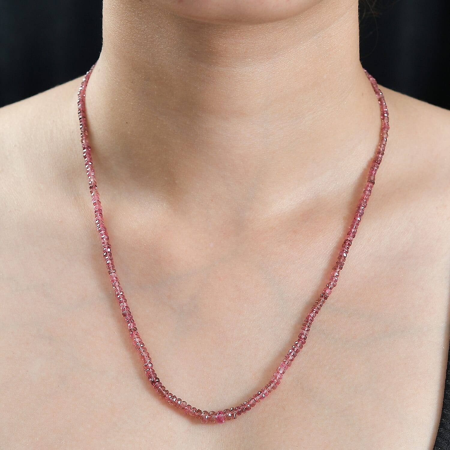 Madagascar Pink Sapphire Beaded 39.00 ctw Necklace 18 Inches in Rhodium Over Sterling Silver 