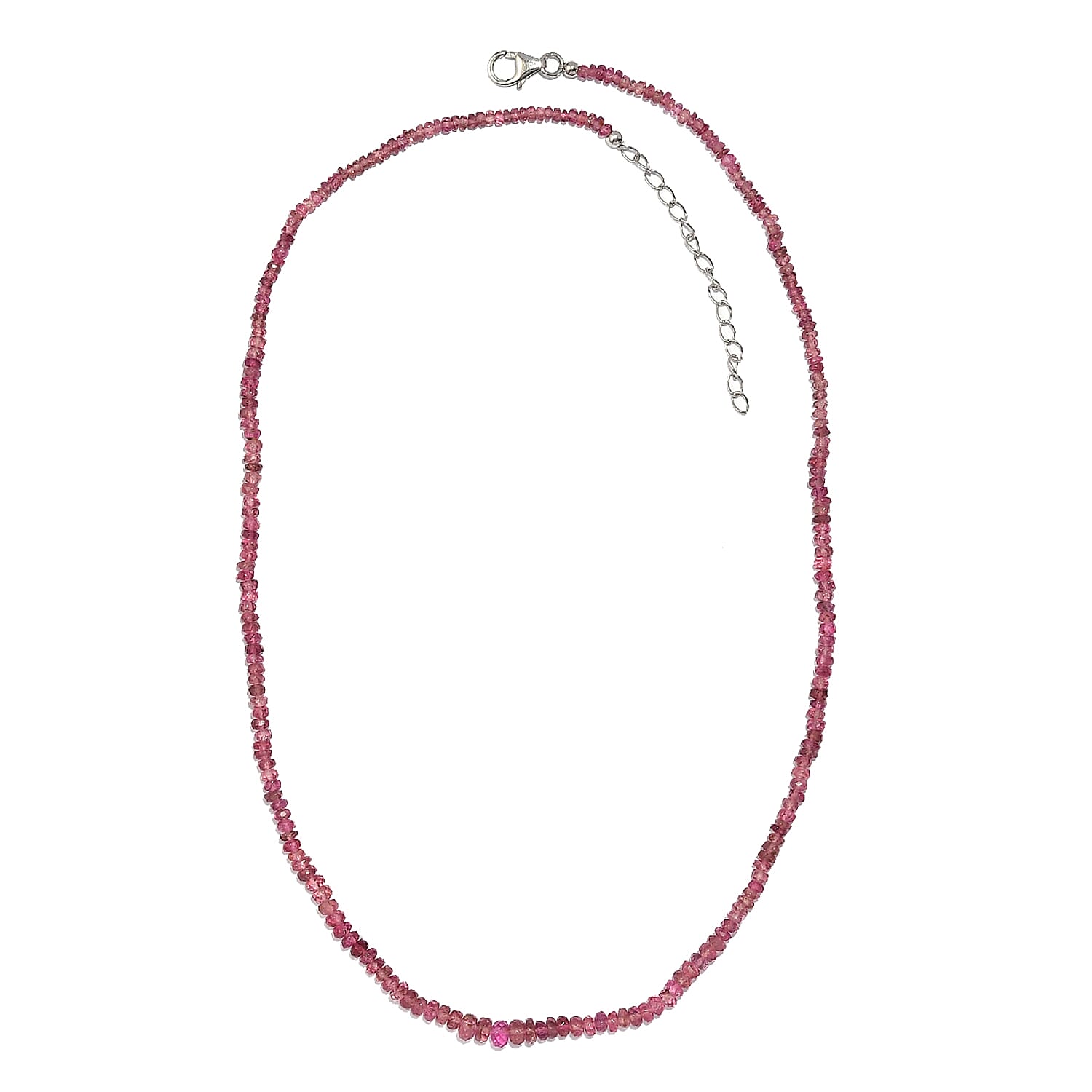 Madagascar Pink Sapphire Beaded 39.00 ctw Necklace 18 Inches in Rhodium Over Sterling Silver 
