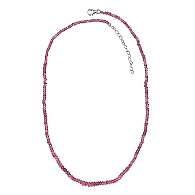 Madagascar Pink Sapphire Beaded 39.00 ctw Necklace 18 Inches in Rhodium Over Sterling Silver 