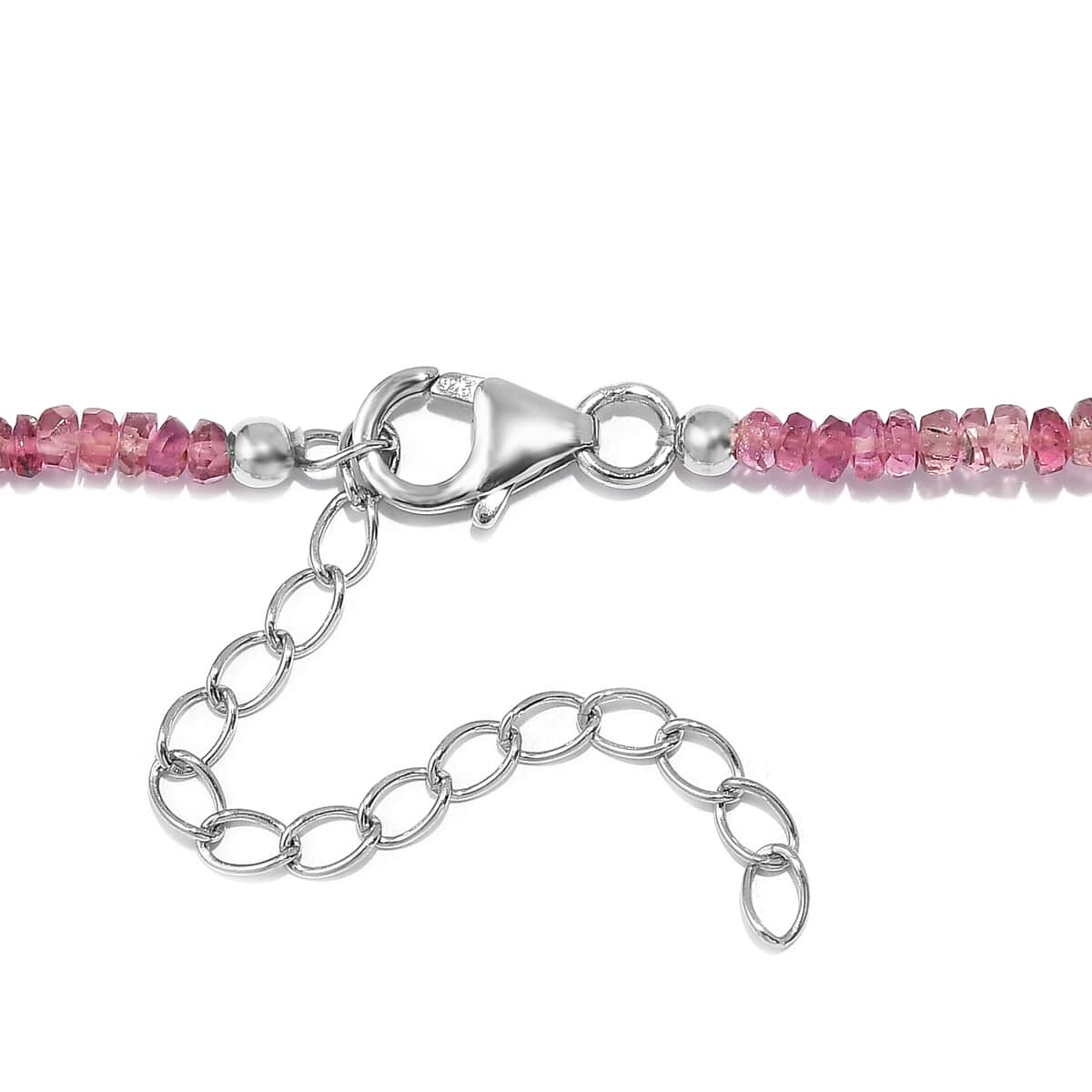 Madagascar Pink Sapphire Beaded 39.00 ctw Necklace 18 Inches in Rhodium Over Sterling Silver  image number 4