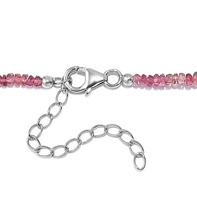 Madagascar Pink Sapphire Beaded 39.00 ctw Necklace 18 Inches in Rhodium Over Sterling Silver 