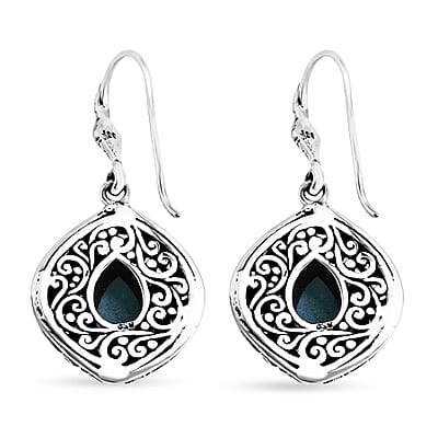 Bali Legacy Natural Green Larimar 7.50 ctw Dolphin Earrings in Sterling Silver 