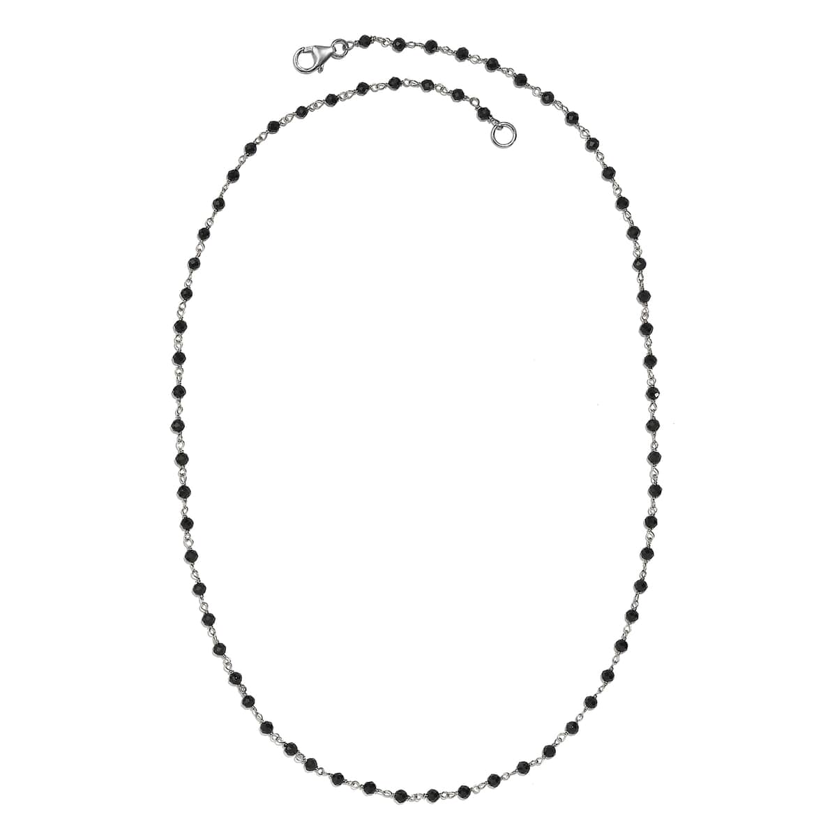 Thai Black Spinel Beaded 20.00 ctw Necklace 20 Inches in Rhodium Over Sterling Silver  image number 3