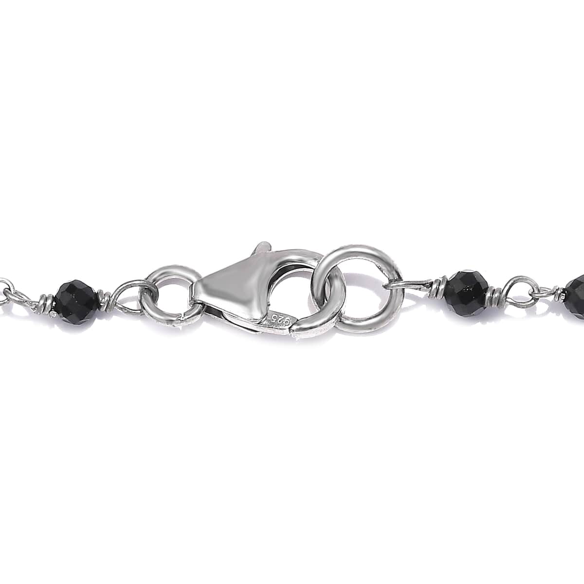 Thai Black Spinel Beaded 20.00 ctw Necklace 20 Inches in Rhodium Over Sterling Silver  image number 4