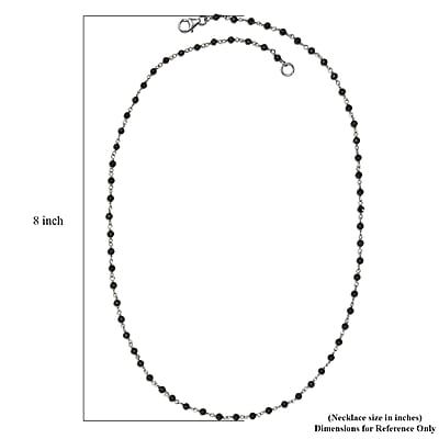 Thai Black Spinel Beaded 20.00 ctw Necklace 20 Inches in Rhodium Over Sterling Silver 