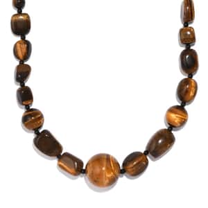 Karis Tigers Eye and Thai Black Spinel 410.00 ctw Necklace 20 Inches in Platinum Bond