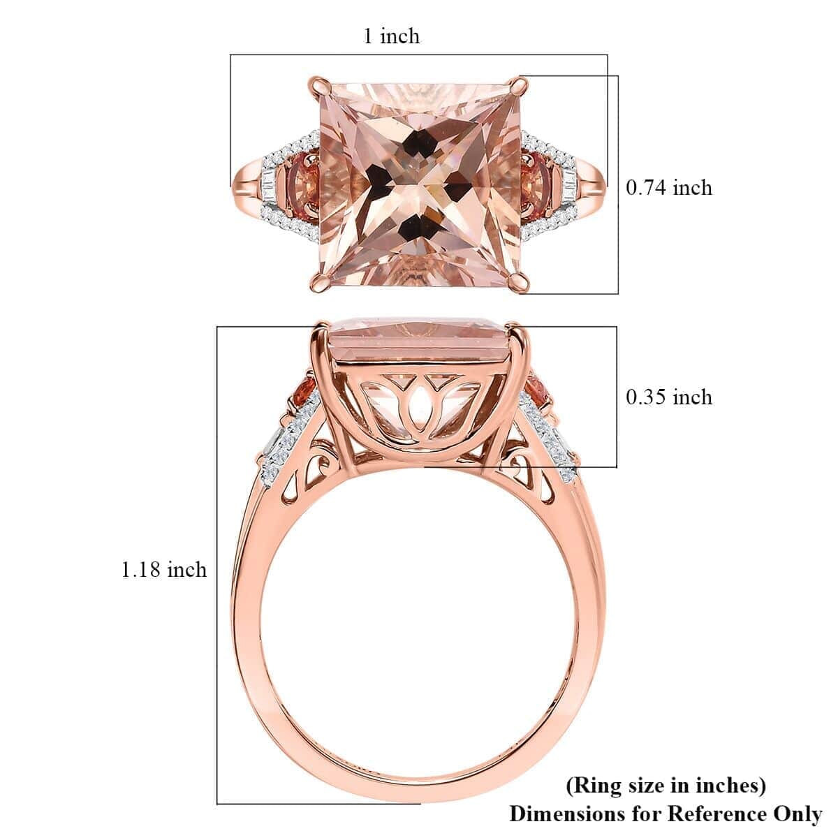 Luxoro AAA Marropino Morganite, Padparadscha Sapphire (BT) and G-H I2 Diamond 8.75 ctw Lotus Ring in 14K Rose Gold (Size 10.5) image number 5
