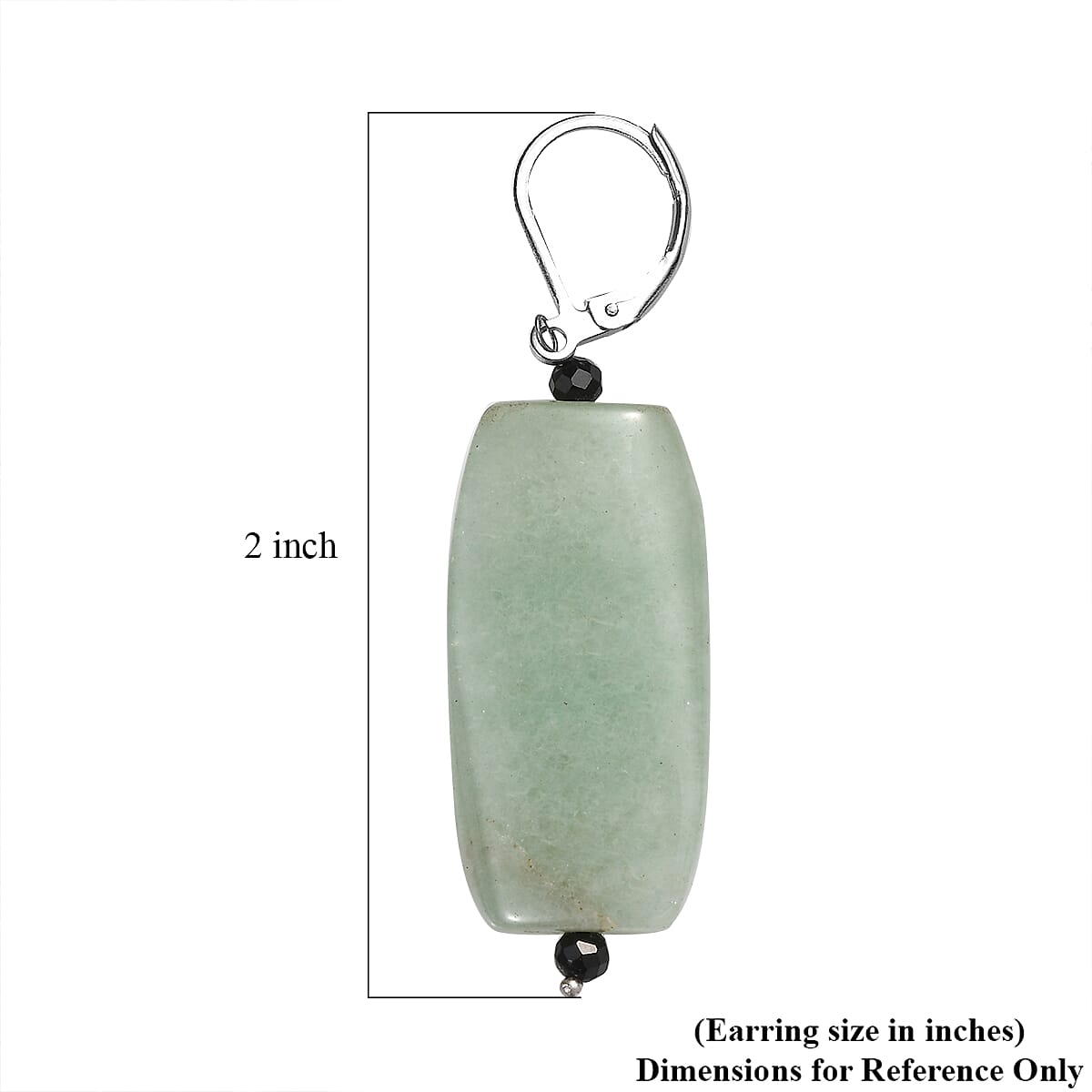 Green Aventurine and Black Spinel 61.00 ctw Necklace 18 Inches in Stainless Steel