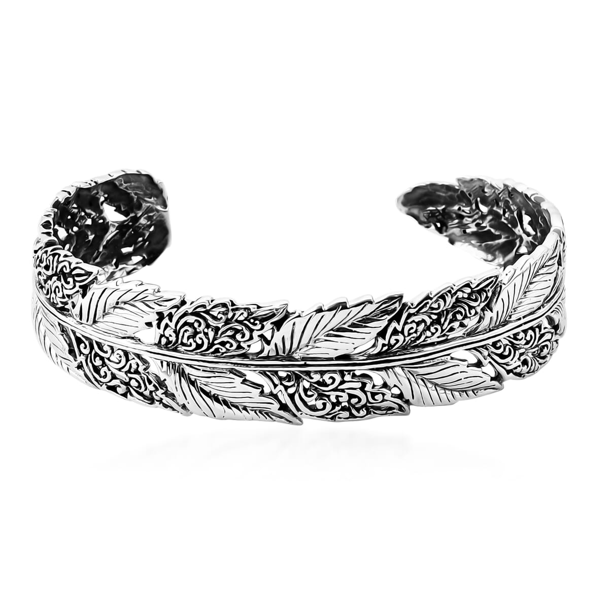 Bali Legacy Feather Cuff Bracelet in Sterling Silver (7.25 In) 27 Grams image number 0