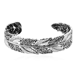 Bali Legacy Feather Cuff Bracelet in Sterling Silver (7.25 In) 27 Grams