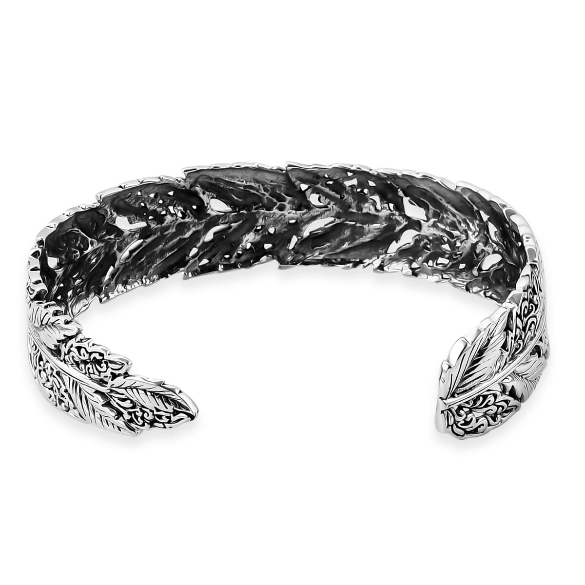 Bali Legacy Feather Cuff Bracelet in Sterling Silver (7.25 In) 27 Grams image number 3