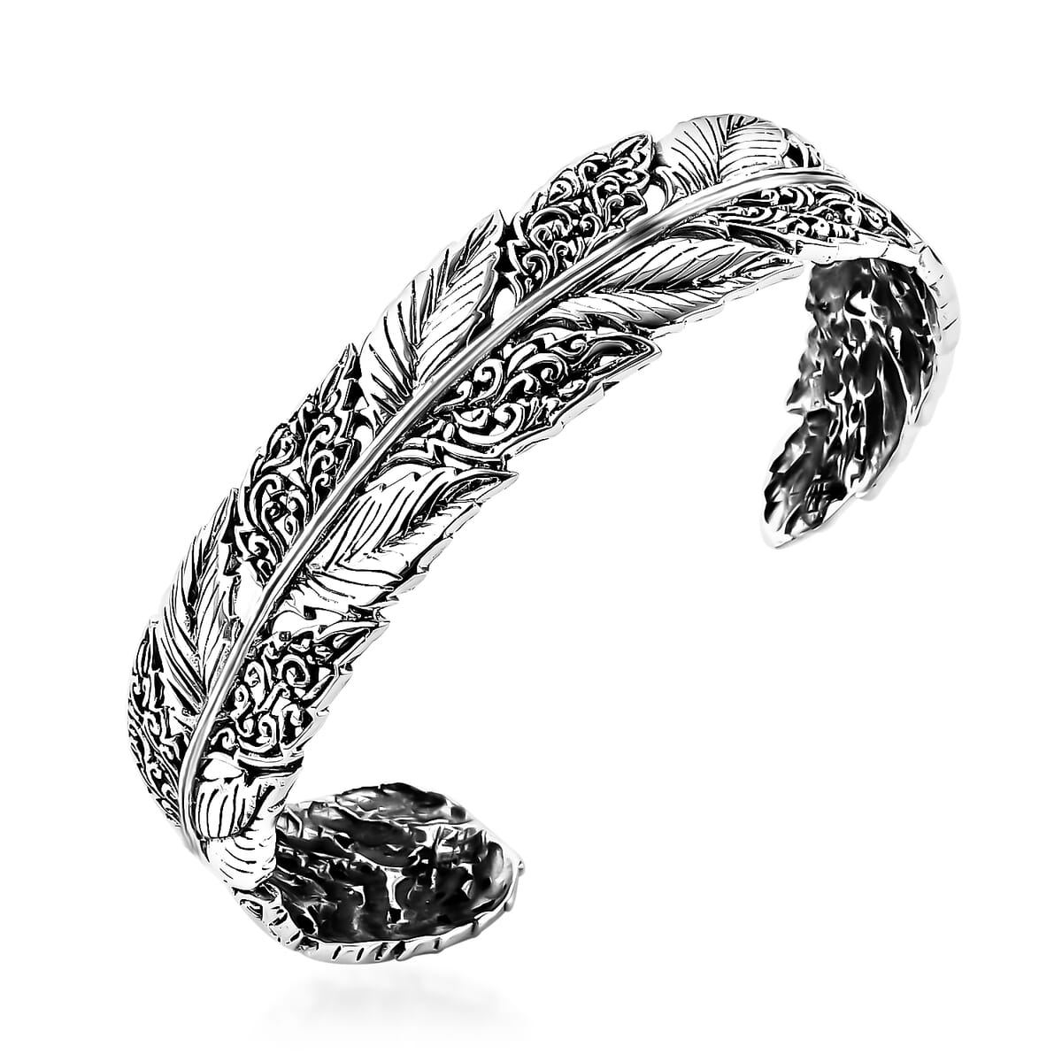 Bali Legacy Feather Cuff Bracelet in Sterling Silver (7.25 In) 27 Grams image number 4