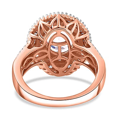 Certified and Appraised Iliana AAA Pink Morganite, Natural Pink and White Diamond Ring in 18K Rose Gold 2.67 ctw (Size 5.0)